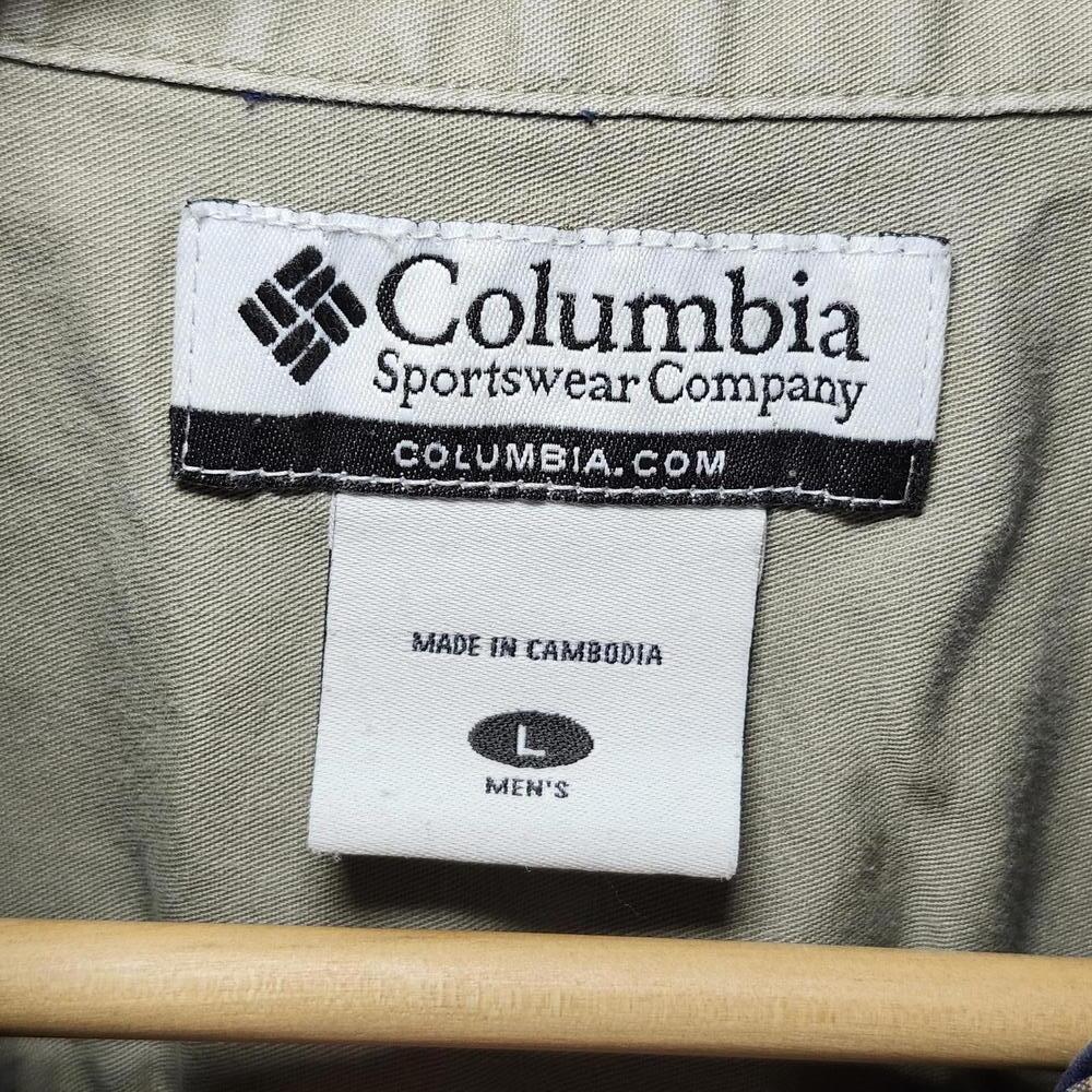 Columbia Men's Plaid Casual Shirt Size L Blue Beige - Picture 3 of 5